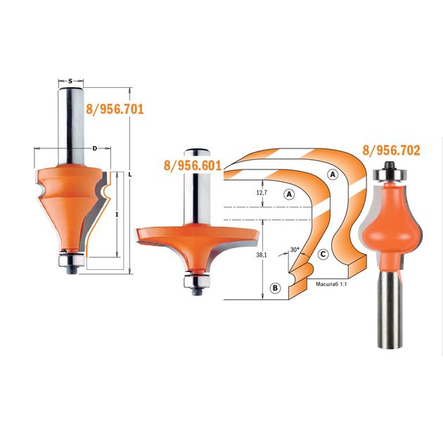 Фреза CMT для поручней и столешниц 63,5x19x67,9 мм, хвостовик 12 мм, фото , изображение 2 | SNABZHENIE.com.ua