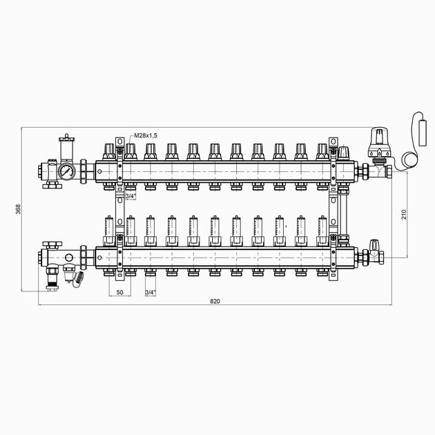 Коллекторная группа Icma 3/4" на 11 выходов с расходомером, фото , изображение 2 | SNABZHENIE.com.ua Коллекторная группа Icma 3/4" на 11 выходов с расходомером, фото , изображение 2 | SNABZHENIE.com.ua