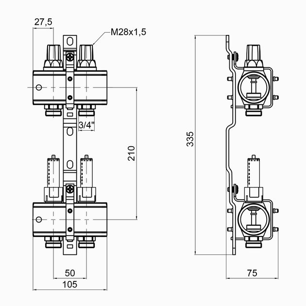 Коллектор Icma 1" 2 выхода с расходомерами №K013, фото , изображение 2 | SNABZHENIE.com.ua Коллектор Icma 1" 2 выхода с расходомерами №K013, фото , изображение 2 | SNABZHENIE.com.ua