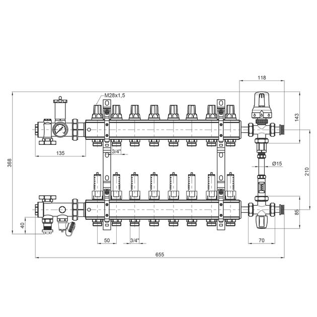 Коллекторная группа Icma 1/8" 8 выходов с расходомером K0111, фото , изображение 2 | SNABZHENIE.com.ua Коллекторная группа Icma 1/8" 8 выходов с расходомером K0111, фото , изображение 2 | SNABZHENIE.com.ua