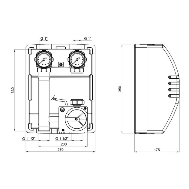 Насосна група Icma 1 1/2х1 підключення справа, без насоса №R001, фото , зображення 2 | SNABZHENIE.com.ua