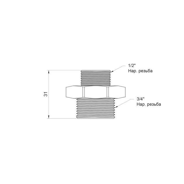 Ниппель Icma 1/2x3/4 НР №1211, фото , изображение 2 | SNABZHENIE.com.ua Ниппель Icma 1/2x3/4 НР №1211, фото , изображение 2 | SNABZHENIE.com.ua