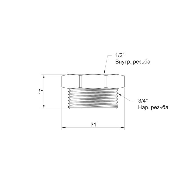 Футорка Icma 3/4"х1/2" НВ №1212, фото , изображение 2 | SNABZHENIE.com.ua Футорка Icma 3/4"х1/2" НВ №1212, фото , изображение 2 | SNABZHENIE.com.ua