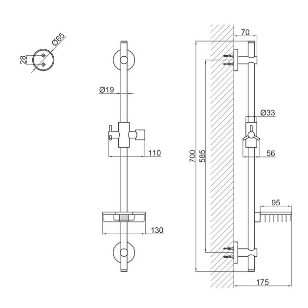 Штанга для душа Qtap 003 с мыльницей и держателем, фото , изображение 2 | SNABZHENIE.com.ua
