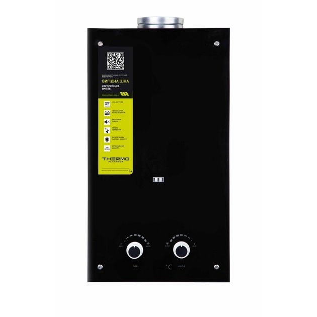 Газовая колонка Thermo Alliance JSD20-10GD 10 л, стеклянная панель Black, фото  | SNABZHENIE.com.ua