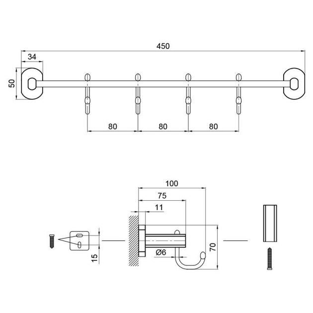 Крючок Qtap Liberty ANT 1154-4, фото , изображение 2 | SNABZHENIE.com.ua