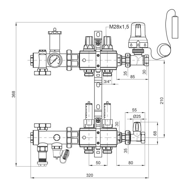 Коллекторная группа Icma 3/4" 2 выхода с расходомером A3K013, фото , изображение 2 | SNABZHENIE.com.ua Коллекторная группа Icma 3/4" 2 выхода с расходомером A3K013, фото , изображение 2 | SNABZHENIE.com.ua