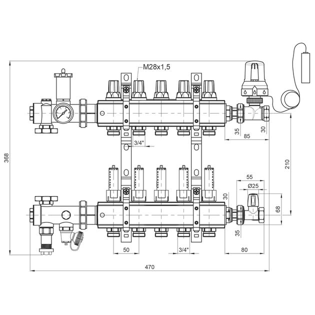 Коллекторная группа Icma 3/4", 5 выходов, расходомер №A3K013, фото , изображение 2 | SNABZHENIE.com.ua Коллекторная группа Icma 3/4", 5 выходов, расходомер №A3K013, фото , изображение 2 | SNABZHENIE.com.ua