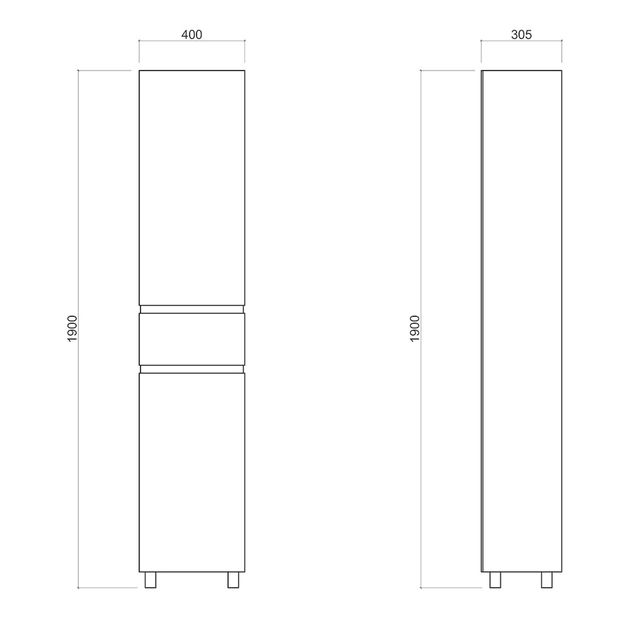 Пенал напільний Qtap Albatross 400х1900х305 Білий QT0175PN1900DRW, фото , зображення 2 | SNABZHENIE.com.ua
