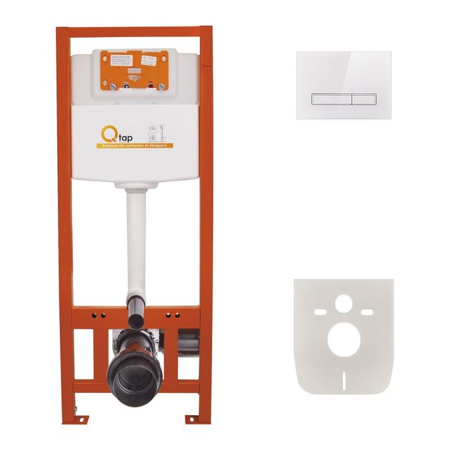 Набір інсталяції 4 в 1 Qtap Nest ST з лінійною панеллю змиву QT0133M425V1105GW, фото  | SNABZHENIE.com.ua