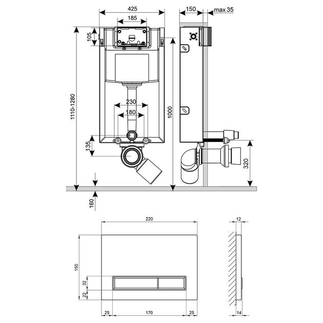 Инсталляция 4 в 1 Qtap Nest ST с линейной панелью смыва QT0133M425M08381CRM, фото , изображение 2 | SNABZHENIE.com.ua Инсталляция 4 в 1 Qtap Nest ST с линейной панелью смыва QT0133M425M08381CRM, фото , изображение 2 | SNABZHENIE.com.ua