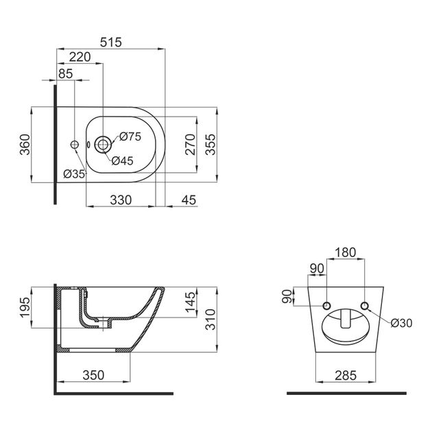 Подвесное биде Qtap Jay 520x360x320 мм, белое, артикул QT07555376W, фото , изображение 2 | SNABZHENIE.com.ua Подвесное биде Qtap Jay 520x360x320 мм, белое, артикул QT07555376W, фото , изображение 2 | SNABZHENIE.com.ua