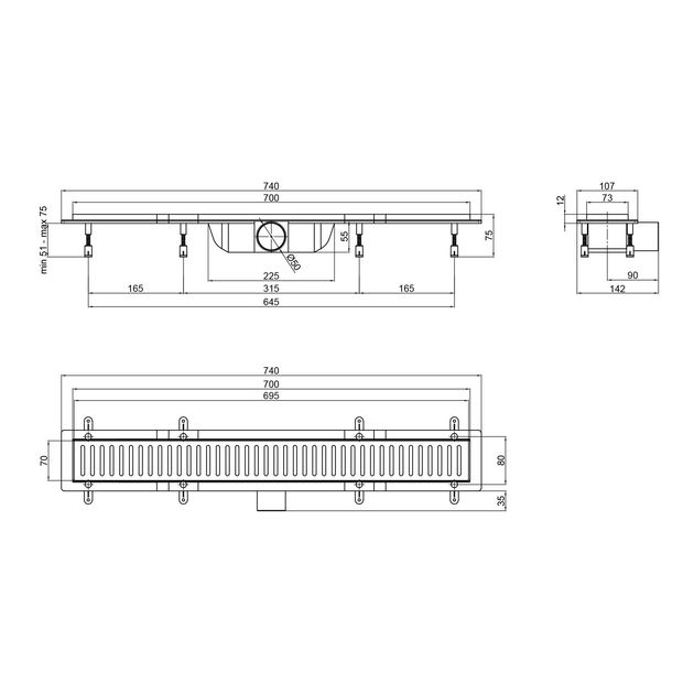 Трап Qtap Dry FA304-700MBLA 700x73 с сухим затвором и решеткой, фото , изображение 2 | SNABZHENIE.com.ua Трап Qtap Dry FA304-700MBLA 700x73 с сухим затвором и решеткой, фото , изображение 2 | SNABZHENIE.com.ua