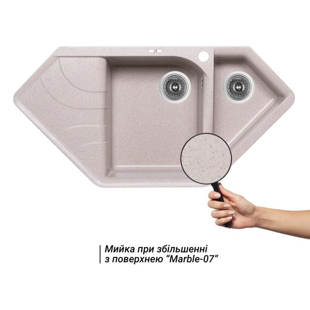 Кухонна мийка Lidz з додатковою чашею 1000x500/225 MAR-07, фото , зображення 3 | SNABZHENIE.com.ua Кухонна мийка Lidz з додатковою чашею 1000x500/225 MAR-07, фото , зображення 3 | SNABZHENIE.com.ua