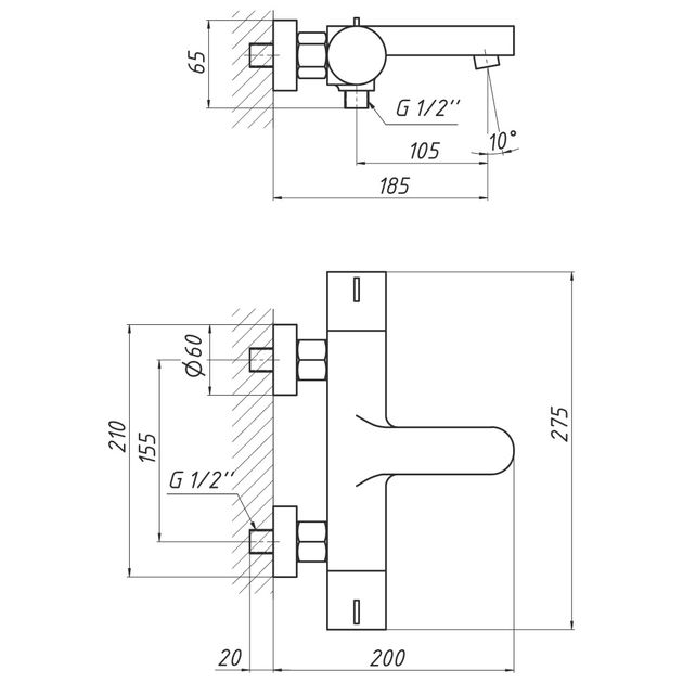 Термостатический смеситель для ванны Qtap Votice 30T105-1GC, фото , изображение 2 | SNABZHENIE.com.ua Термостатический смеситель для ванны Qtap Votice 30T105-1GC, фото , изображение 2 | SNABZHENIE.com.ua