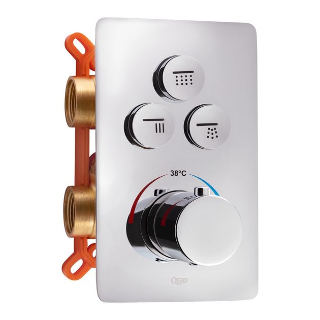 Смеситель термостатический скрытого монтажа для душа Qtap Votice 6443T105NKC на 3 потребителя, фото  | SNABZHENIE.com.ua