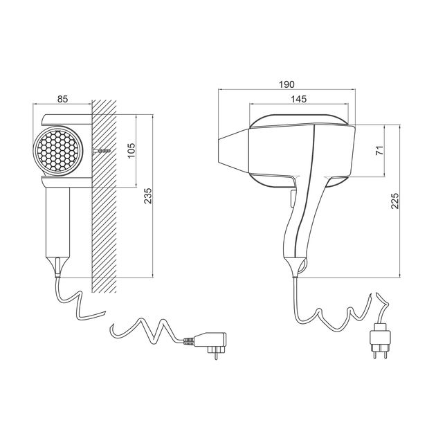 Фен настенный Qtap F1200ROP, 1200 Вт, фото , изображение 2 | SNABZHENIE.com.ua Фен настенный Qtap F1200ROP, 1200 Вт, фото , изображение 2 | SNABZHENIE.com.ua