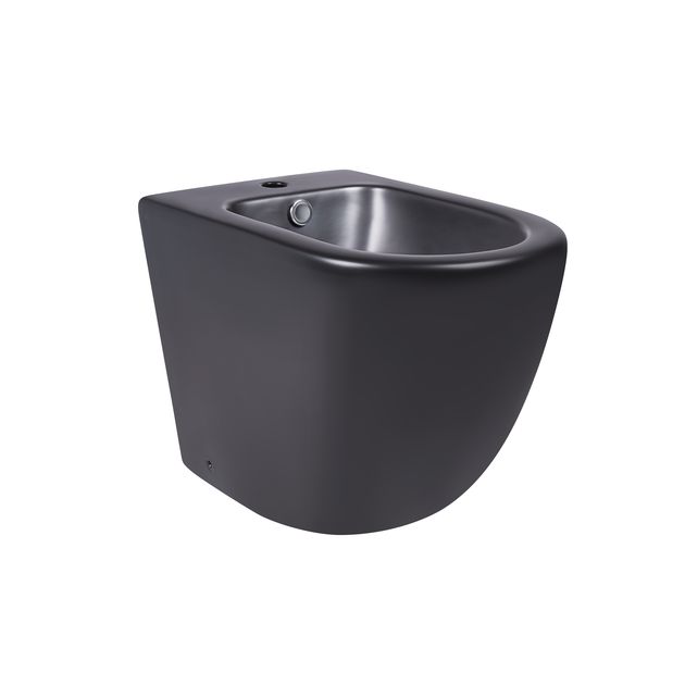 Биде напольное Qtap Robin черное матовое 565x360x405 QT13442141CMB, фото  | SNABZHENIE.com.ua
