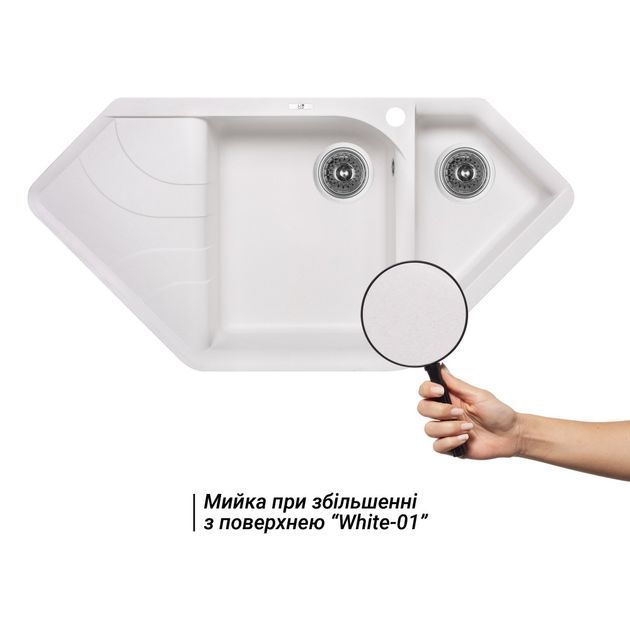 Кухонна мийка з додатковою чашею Lidz 1000x500/225 WHI-01, фото , зображення 3 | SNABZHENIE.com.ua Кухонна мийка з додатковою чашею Lidz 1000x500/225 WHI-01, фото , зображення 3 | SNABZHENIE.com.ua