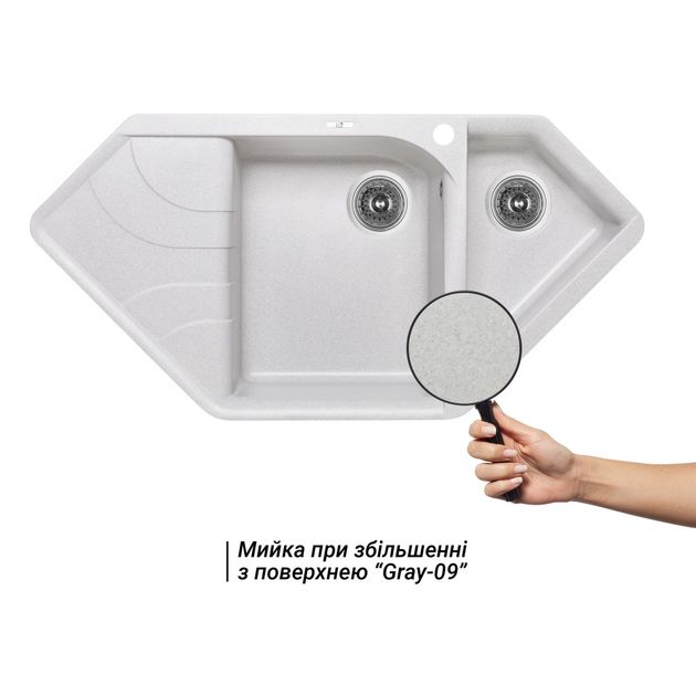 Кухонна мийка з додатковою чашею Lidz 1000x500/225 GRA-09 (LIDZGRA091000500225), фото , зображення 3 | SNABZHENIE.com.ua Кухонна мийка з додатковою чашею Lidz 1000x500/225 GRA-09 (LIDZGRA091000500225), фото , зображення 3 | SNABZHENIE.com.ua