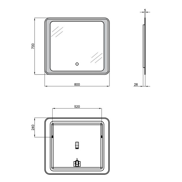 Зеркало Qtap Leo 800x700 с LED-подсветкой QT117814187080W, фото , изображение 2 | SNABZHENIE.com.ua Зеркало Qtap Leo 800x700 с LED-подсветкой QT117814187080W, фото , изображение 2 | SNABZHENIE.com.ua