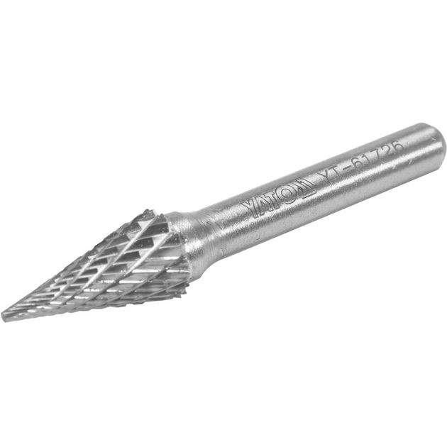 Фреза конусна загострена з карбіду вольфраму YATO, 10 мм, l 58/10 мм, зі шпинделем 6 мм, фото , зображення 2 | SNABZHENIE.com.ua Фреза конусна загострена з карбіду вольфраму YATO, 10 мм, l 58/10 мм, зі шпинделем 6 мм, фото , зображення 2 | SNABZHENIE.com.ua