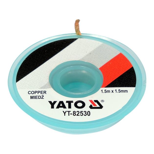 Медная плетеная лента для очистки от припоя YATO, 1,5 м, 1,5 мм, фото , изображение 2 | SNABZHENIE.com.ua