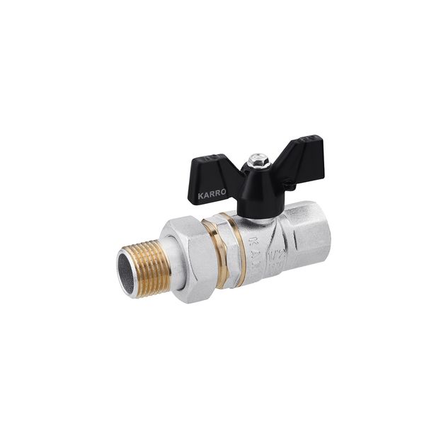 Кран шаровой прямой Karro Premium 1/2 ВН PN40 бабочка, никелированный, фото  | SNABZHENIE.com.ua