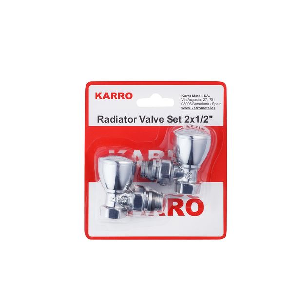 Комплект угловых кранов для радиаторов Karro 1/2 ВН, хромированные, фото  | SNABZHENIE.com.ua