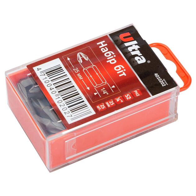 Набор бит PН2 25мм 1/4" 25шт S2 в пластиковом кейсе ULTRA, фото , изображение 5 | SNABZHENIE.com.ua