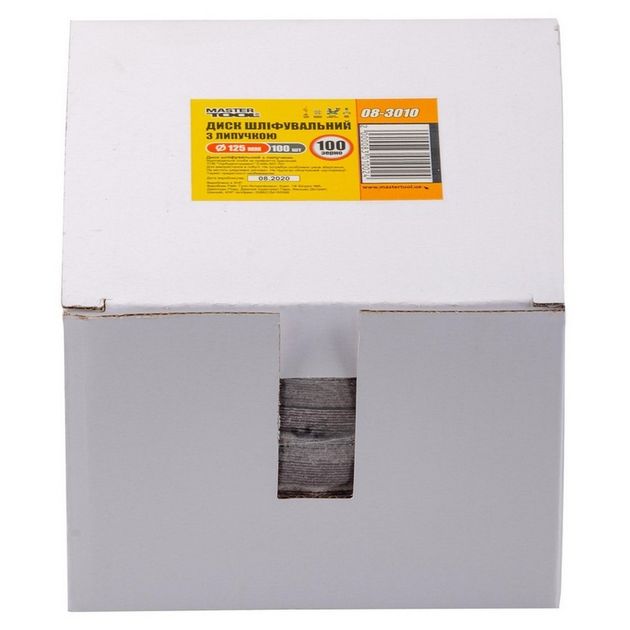 Круг шлифовальный MASTERTOOL 125 мм, зерно 100, 100 шт, 08-3010PC, фото , изображение 2 | SNABZHENIE.com.ua Круг шлифовальный MASTERTOOL 125 мм, зерно 100, 100 шт, 08-3010PC, фото , изображение 2 | SNABZHENIE.com.ua