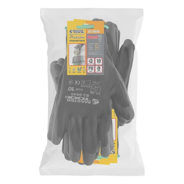 Перчатки трикотажные MASTERTOOL с полиуретановым покрытием, 12 пар, фото , изображение 2 | SNABZHENIE.com.ua