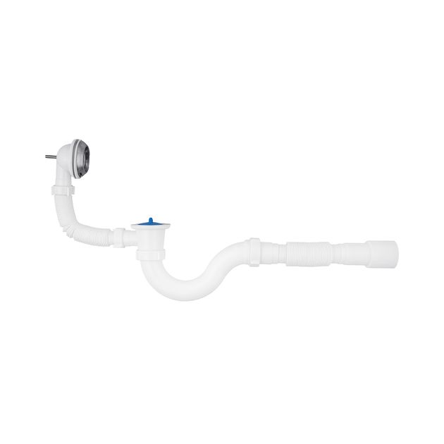 Сифон для ванны Agua BS02 1 1/2" с переливом, прямоточный 40/50 мм, фото  | SNABZHENIE.com.ua