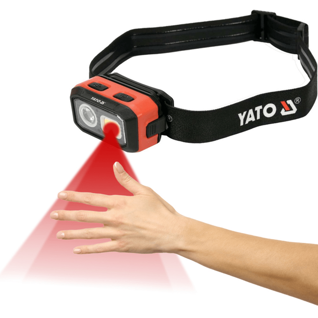 Ліхтар COB-діодний на чоло YATO з датчиком руху, живлення від 3x AAA акумуляторів 3,7 В 1000 мАгод, 500 Lm, фото , зображення 11 | SNABZHENIE.com.ua