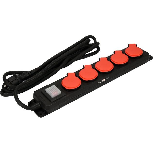 Удлинитель YATO 3 м, 5 гнезд, 3-жильный, с заземлением, фото , изображение 2 | SNABZHENIE.com.ua Удлинитель YATO 3 м, 5 гнезд, 3-жильный, с заземлением, фото , изображение 2 | SNABZHENIE.com.ua