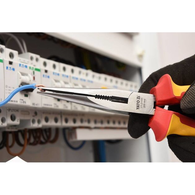 Щипці полукруглі прямі 200 мм, подовжені електромонтажні з ізоляцією 1000 V YATO (YT-21155), фото , зображення 4 | SNABZHENIE.com.ua Щипці полукруглі прямі 200 мм, подовжені електромонтажні з ізоляцією 1000 V YATO (YT-21155), фото , зображення 4 | SNABZHENIE.com.ua