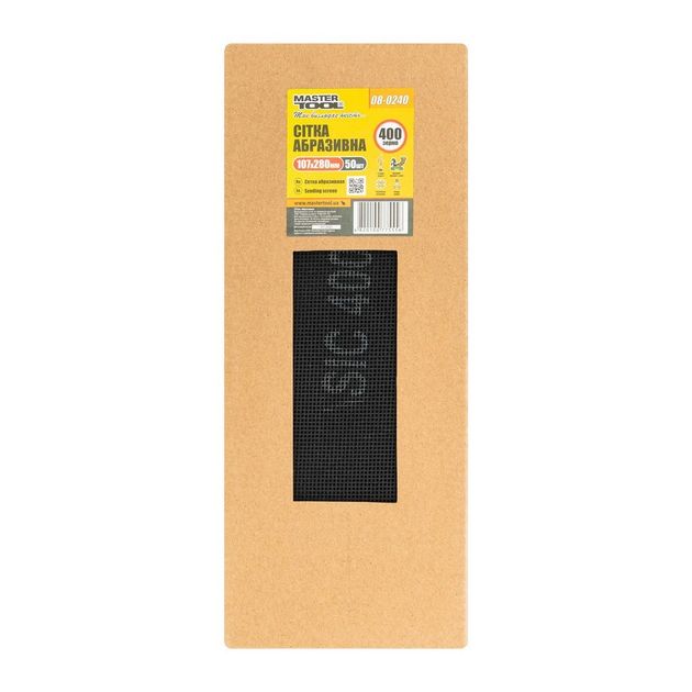 Сітка абразивна MASTERTOOL зерно 400 107х280 мм 50 шт 08-0240PC, фото , зображення 2 | SNABZHENIE.com.ua