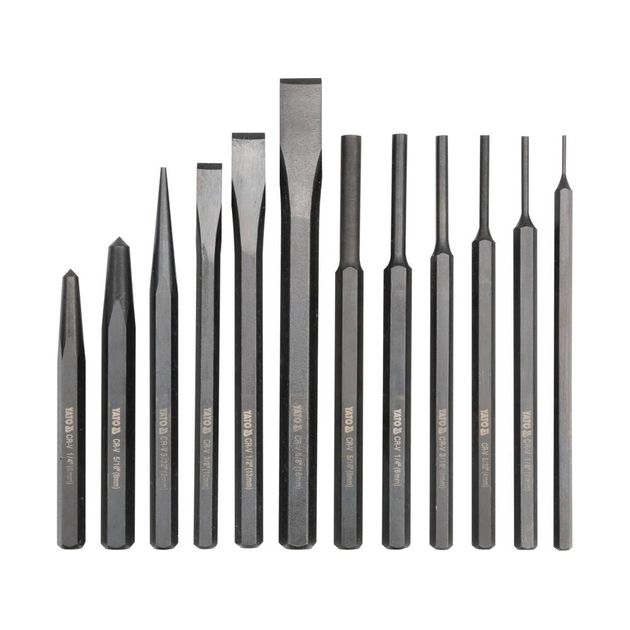 Зубило, кернер і пробійник YATO, Набір 12пр. [10/20], фото , зображення 2 | SNABZHENIE.com.ua