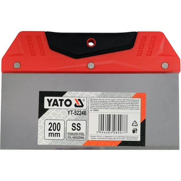 Шпатель YATO для фінішного шпаклювання 200 мм, нержавіюча сталь, фото , изображение 2 | SNABZHENIE.com.ua