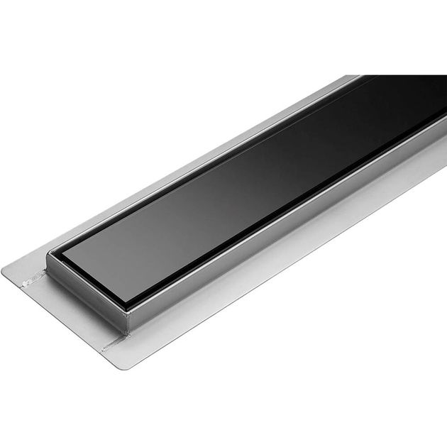 Трап підлоговий лінійний з нержавіючої сталі FALA WET-DRY BLACK GLASS; 70х 7х 2 см, сифон- 52 мм [6], фото , зображення 3 | SNABZHENIE.com.ua