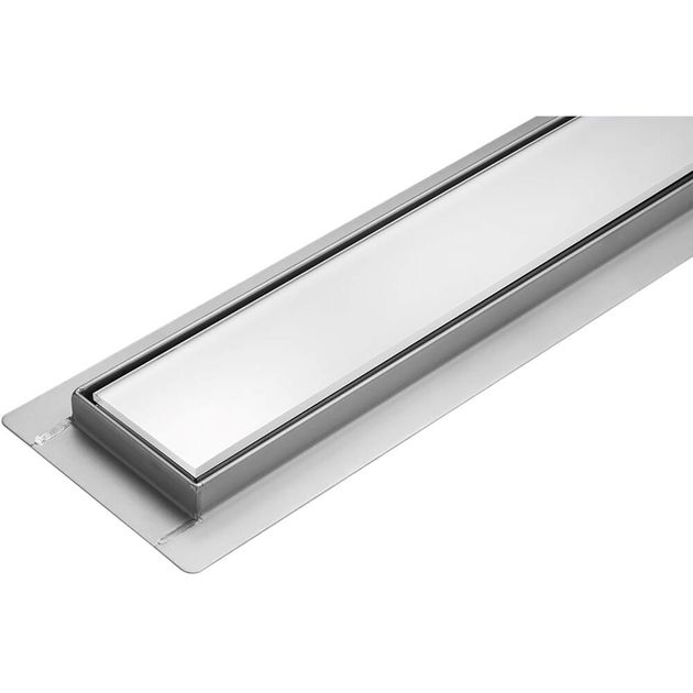 Трап підлоговий лінійний з нержавіючої сталі FALA WET-DRY WHITE GLASS; 60х 7х 2 см, сифон- 52 мм [6], фото , зображення 3 | SNABZHENIE.com.ua