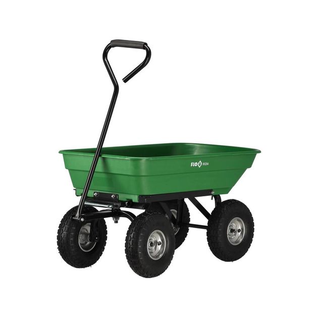 Візок присадибний на 4 колесах FLO з поворотним важілем, корито- 87х 47х 20 см, ручка- 80 см, 150 кг, фото , зображення 2 | SNABZHENIE.com.ua