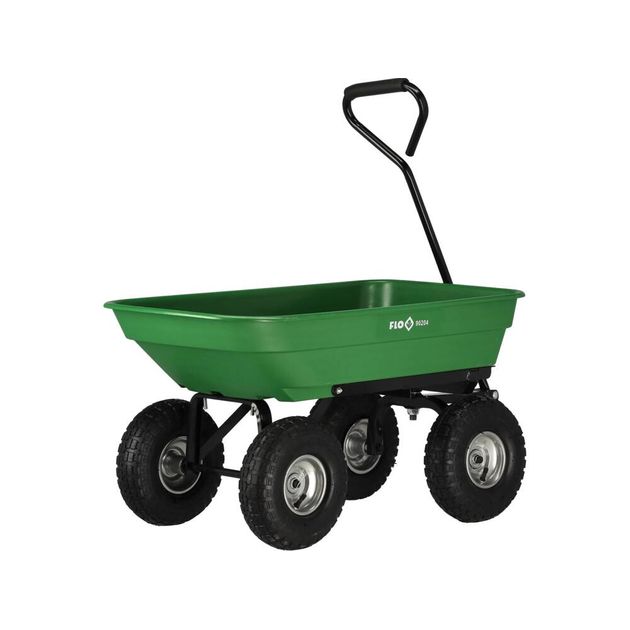 Візок присадибний на 4 колесах FLO з поворотним важілем, корито- 87х 47х 20 см, ручка- 80 см, 150 кг, фото , зображення 3 | SNABZHENIE.com.ua