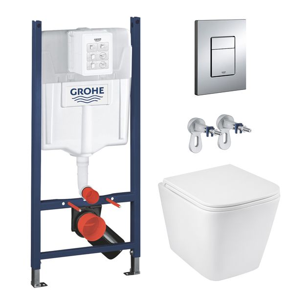 Комплект 4 в 1: Інсталяція GROHE Rapid SL 3 в 1 + Унітаз безободковий Kroner Eifel з сидінням Slim Duroplast / Soft-close / Quick release, фото  | SNABZHENIE.com.ua
