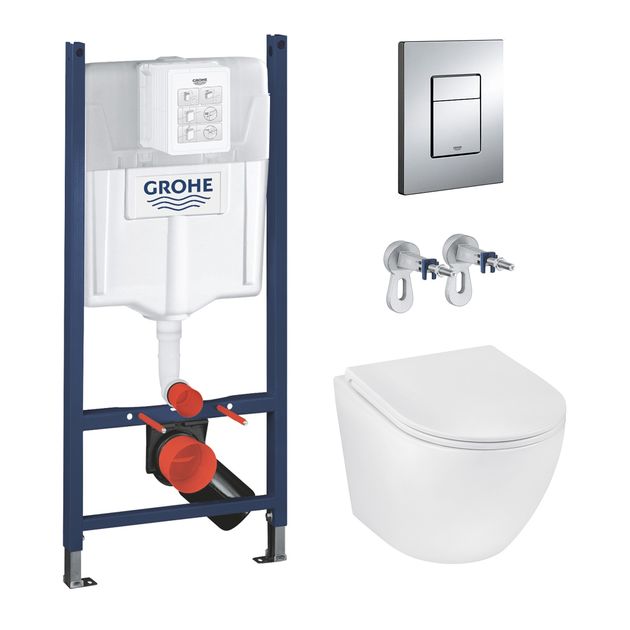 Комплект 4 в 1: Инсталяция GROHE Rapid SL + Унитаз безободковый Kroner RIMLESS, фото  | SNABZHENIE.com.ua