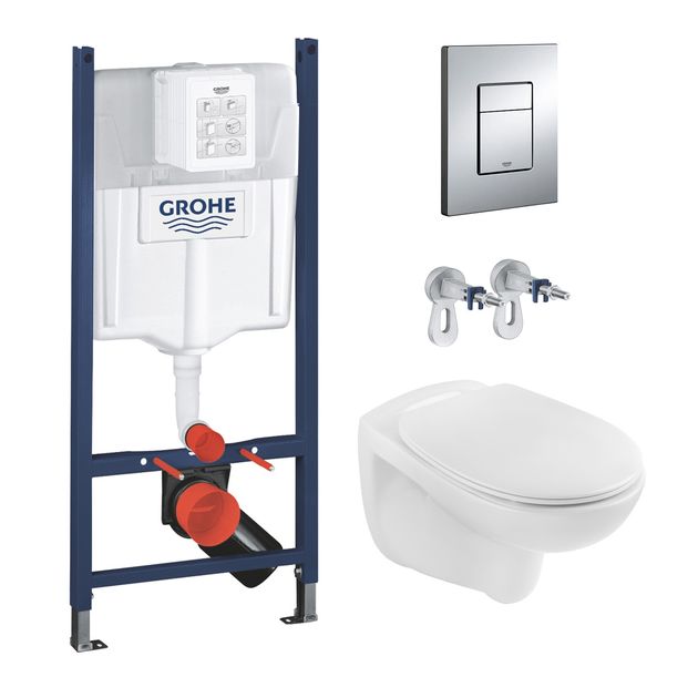 Комплект 4 в 1: Інсталяція GROHE Rapid SL 3 в 1 + Унітаз безободковий Kroner Oker RIMLESS з сидінням Slim Duroplast / Soft-close / Quick release, фото  | SNABZHENIE.com.ua