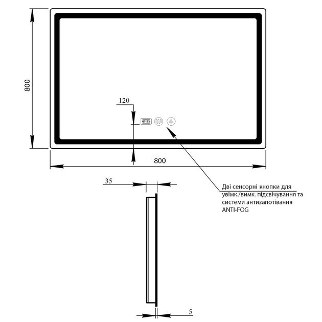 Зеркало Qtap Mideya 800x800 с LED-подсветкой и антизапотеванием, фото , изображение 2 | SNABZHENIE.com.ua Зеркало Qtap Mideya 800x800 с LED-подсветкой и антизапотеванием, фото , изображение 2 | SNABZHENIE.com.ua