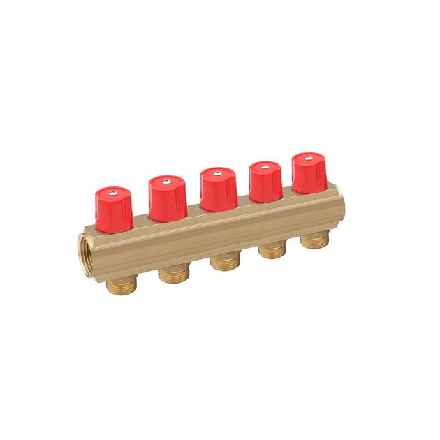 Регулирующий коллектор Karro 5 выходов 1х3/4, латунный KR-1007B, фото  | SNABZHENIE.com.ua