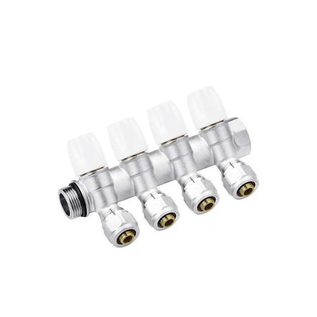 Коллектор Karro Super 4 выхода 3/4" никелированный KR-17021, фото  | SNABZHENIE.com.ua