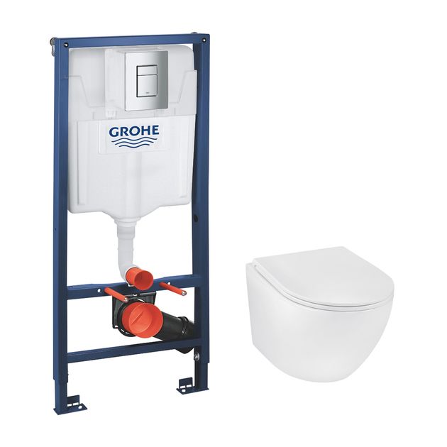 Комплект 4 в 1: Инсталляция Grohe 38772001 + Унитаз Kroner Harz RIMLESS, фото  | SNABZHENIE.com.ua